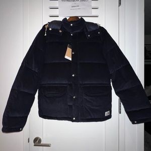 Men’s The North face sierra down jacket parka in navy cordouroy size large L